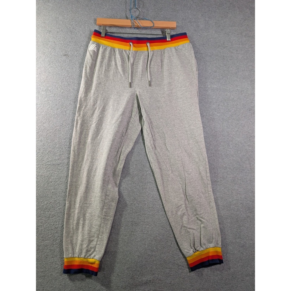 Aldi Rainbow Stripe Jogger Sweatpants Gray Men's Medium Athleisure